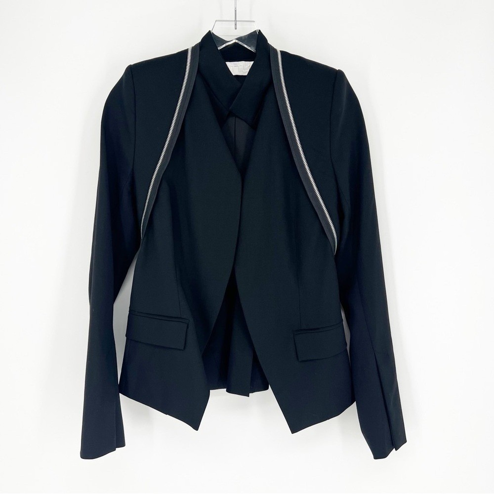 UNTTLD Zipper Detail Shoulder Pad Blazer Women's S Black Power Dressing